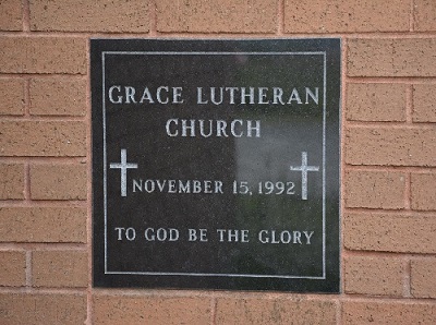 Grace Lutheran Church, Cole Harbour.
Dedication Plaque.